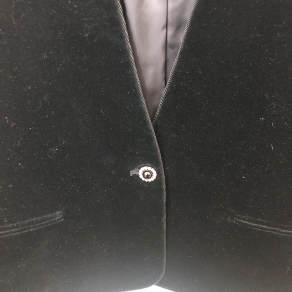 Vintage I Magnin Velvet Crop Blazer Jacket shoulder pads size 4 - Picture 2 of 11